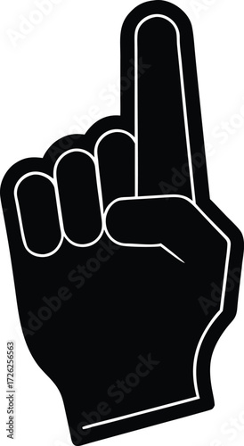Foam Finger Silhouette Vector, Sports Fan Foam Finger Silhouette Vector Icon