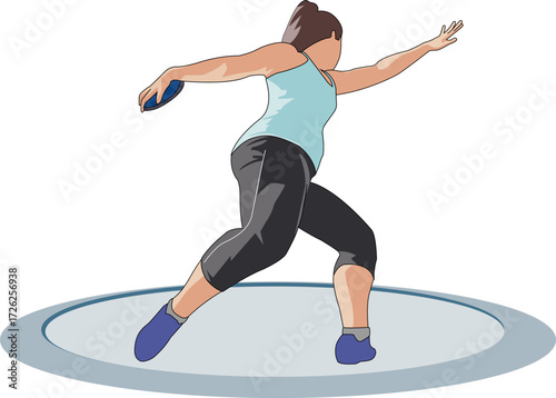 Female Discus Throw Athlete Vector Illustration
