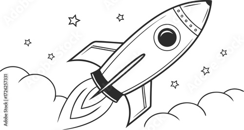 Rocket space vector illustration cartoon spaceship design