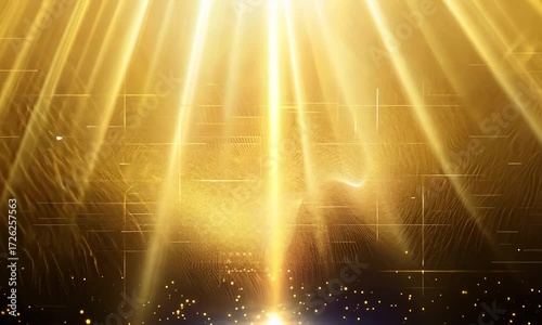 Abstract animation featuring golden rays of light