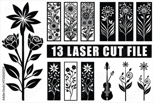 Elegant floral laser cut patterns for crafting
