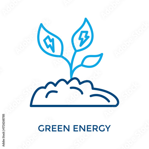 Green Energy Icon Outline Color Style. Vector Illustration For Graphic Design