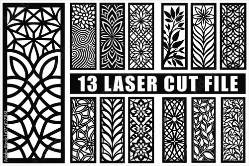 Thirteen panels laser cut designs decor elements