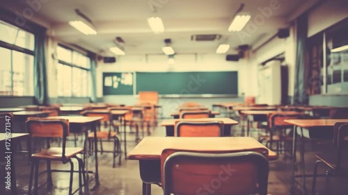 An inviting vintage classroom setting ready for education and knowledge acquisition, a journey