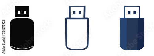 Usb icon logo design. Vector usb flash drive vector icon. Usb icon set. Flash disk sign and symbol. usb charging. 
