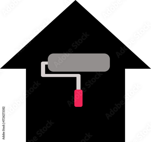 Paint Roller in House Icon