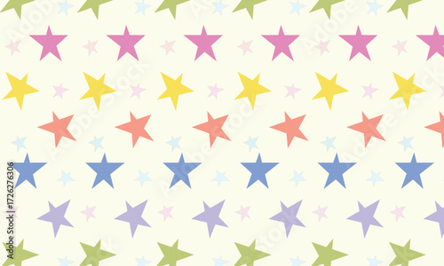 Pastel-colored star patterns are star arrangements with soft and calm color tones. These stars are usually arranged in regular or random patterns on a bright or white background, creating a sweet