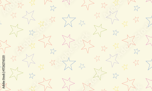 Pastel-colored star pattern outline  a star arrangement with soft and calm colors. This pattern is often used in designs for children, room decorations, invitations, or products with feminine and soft