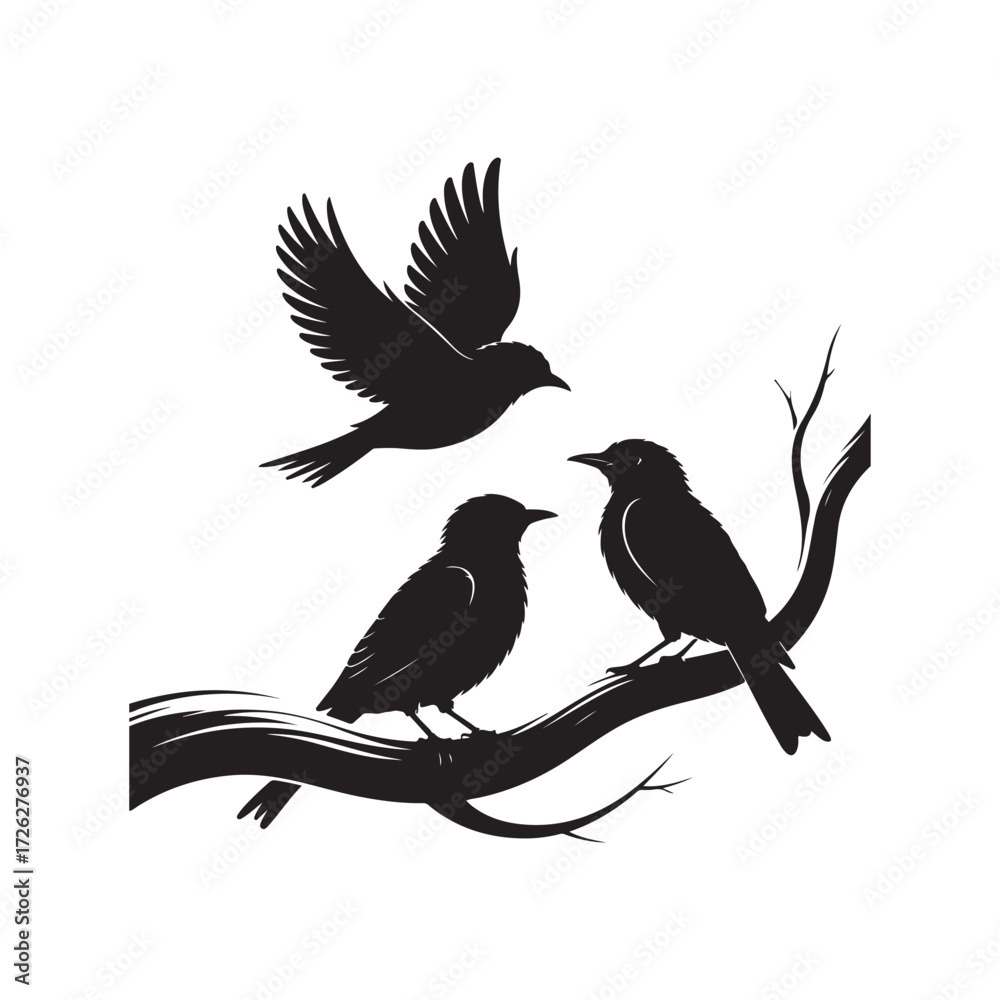 Obraz premium Black Silhouette Birds Vector Design