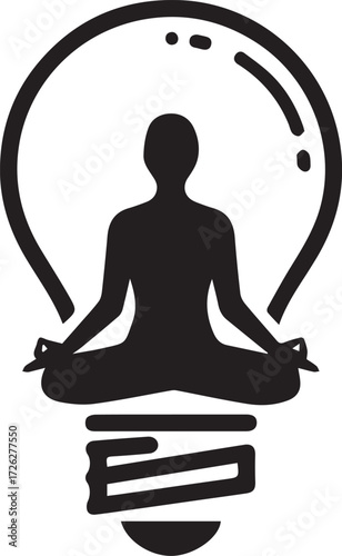 Find inner peace through mindfulness and meditation for stress relief, a modern minimalist design symbolizing balance and enlightenment, originally vector