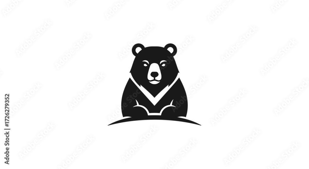 Naklejka premium Black bear logo above Clait Brand text on white background flat illustration