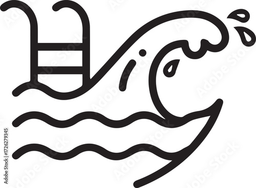 Dive into Summer Fun with this Minimalist Pool Wave Icon! A perfect touch for travel blogs, summer events, and vacation promotions