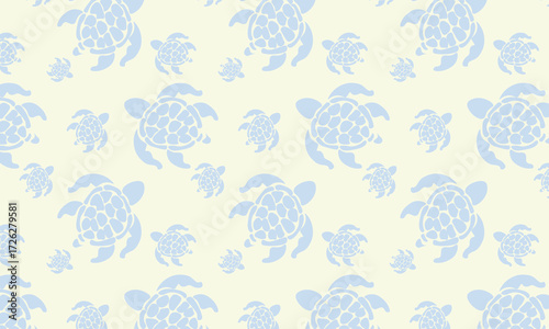 Light blue turtle pattern with soft silhouettes, patterned shells, and calm ocean tones  is suitable for ocean, eco-friendly, and children's themes.