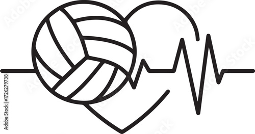 Passionate love for volleyball: Feel the heartbeat of the game in this dynamic design, ideal for sports enthusiasts and dedicated players everywhere