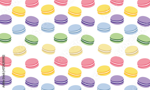This pastel colored macaron pattern evokes the sweet and elegant atmosphere of Paris. With soft, rounded illustrations and colors such as lavender, mint, and peach, this pattern is perfect for dessert
