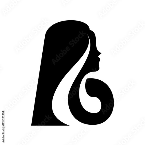 Silhouette of Woman with Flowing Hair Logo