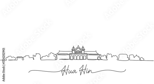 Hua Hin Skyline Continuous Line Art