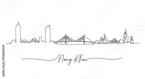 Nong Khai Skyline Line Art