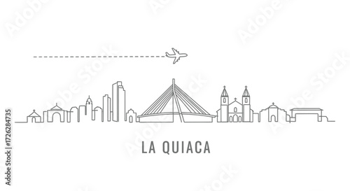 La Quiaca Skyline Outline with Airplane