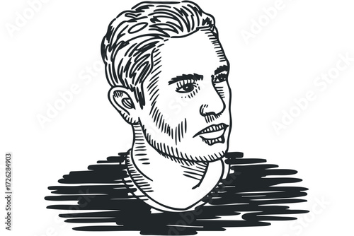 Man portrait sketch hand drawn. Vector hand drawn illustration