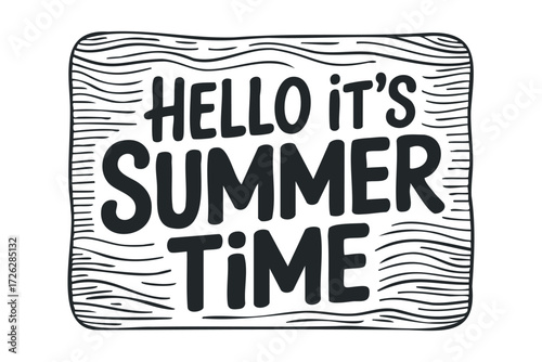Hand drawn text greeting for summer vacation. Vector hand drawn illustration