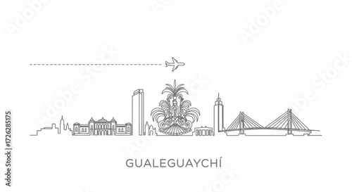 Gualeguaychi Skyline Outline with Airplane