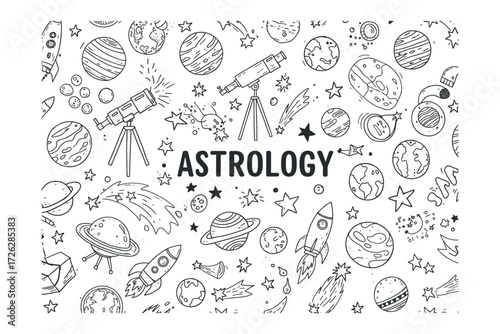 Exploring astrology concepts celestial bodies space infographic engaging design creative viewpoint. Vector illustration