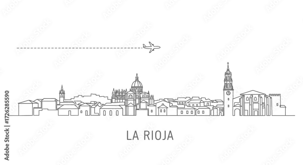 Fototapeta premium La Rioja Skyline with Airplane