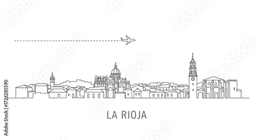La Rioja Skyline with Airplane