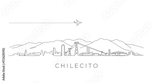 Chilecito Skyline with Mountains and Airplane