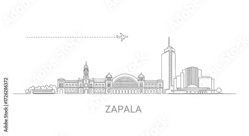 Zapala Skyline with Airplane Icon