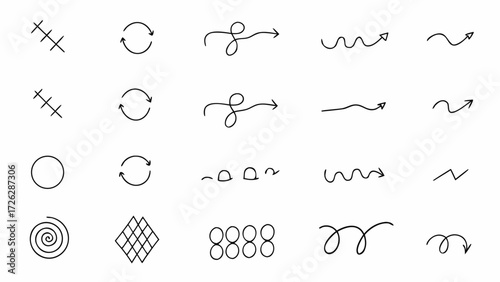 Vector collection of hand drawn arrows in various styles pointing in different directions on a white background