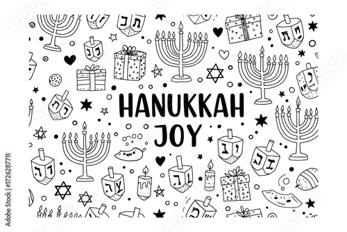 Hanukkah celebration joy festive environment graphic family gathering colorful decorations. Vector illustration