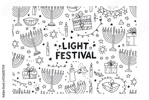 Festival of lights celebration various locations illustrative design festive atmosphere top-down view cultural significance. Vector illustration