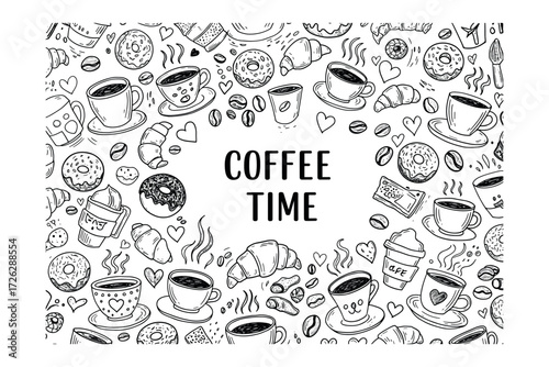 Sipping warm brews cozy whimsical illustration inviting atmosphere playful perspective delightful coffee time vibes. Vector illustration