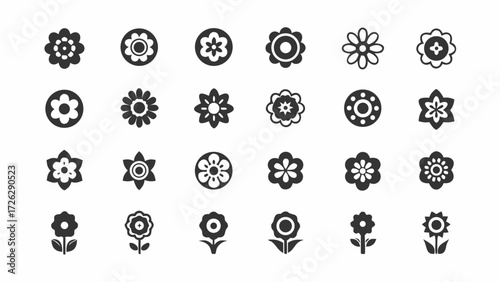 Charming flower icons for spring designs and creative projects, perfect for adding a touch of nature and beauty to your brand's visual presence