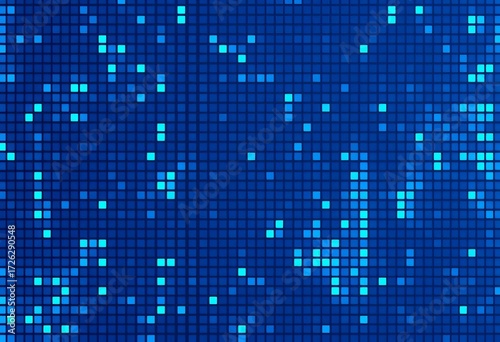 Wallpaper Mural Abstract blue pixel grid on dark background, geometric square mosaic texture,  particle,  futuristic Torontodigital.ca