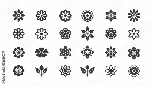 Elegant floral icon set for spring designs, perfect for wedding invitations, branding, or feminine designs with a modern, minimalist touch and vintage charm