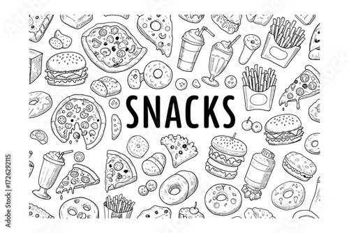 Delicious snack ideas for every occasion food fun and whimsical colorful design creative concept. Vector illustration
