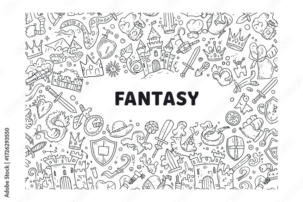 Fototapeta premium Fantasy adventure illustrations creative design artistic environment colorful viewpoint imaginative concept. Vector illustration