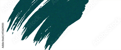 Hand drawn grainy green brush stroke with spray texture. Rough thick brush stroke texture. Grunge distress damaged old banner with zigzag bold line. Spray green trend paint effect vector background.