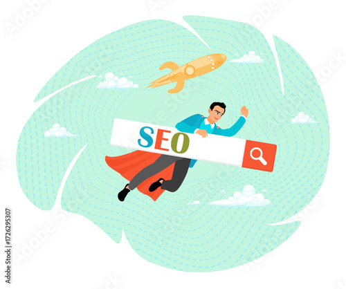 SEO search engine optimization concept to boost website ranking on search result page.