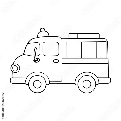 A fun cartoon fire truck coloring page, featuring a bright red engine, ladder, hoses, and cheerful details—perfect for kids to color and spark creativity!
