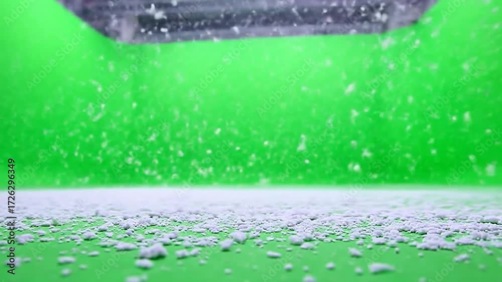 Vidéo Stock Dynamic white particles falling onto green screen studio ...