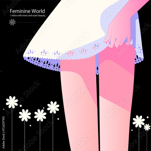 レースのインナードレスの女性イラスト