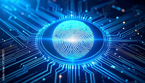Glowing fingerprint at center of circuit board (1)