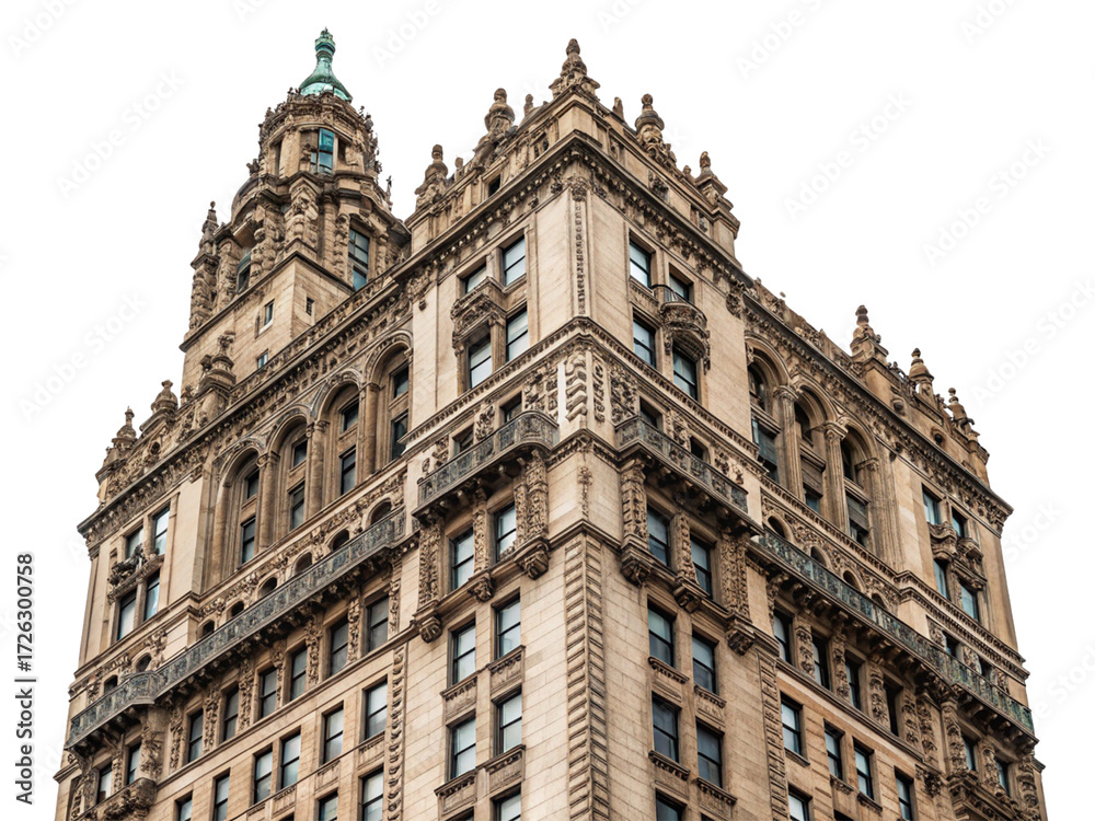 Fototapeta premium European-style high-rise building isolated on transparent background.