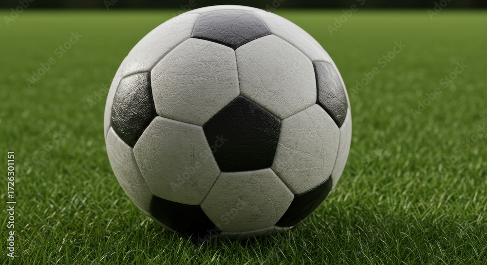 Fototapeta premium Exciting soccer match action stadium field sports event grass environment viewpoint
