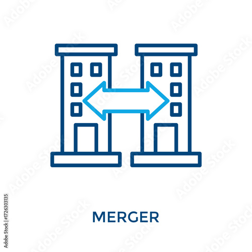 Merger Icon Outline Color Style. Vector Illustration For Graphic Design