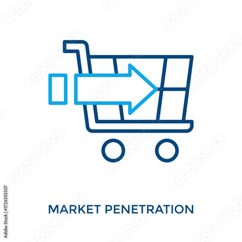 Market Penetration Icon Outline Color Style. Vector Illustration For Graphic Design